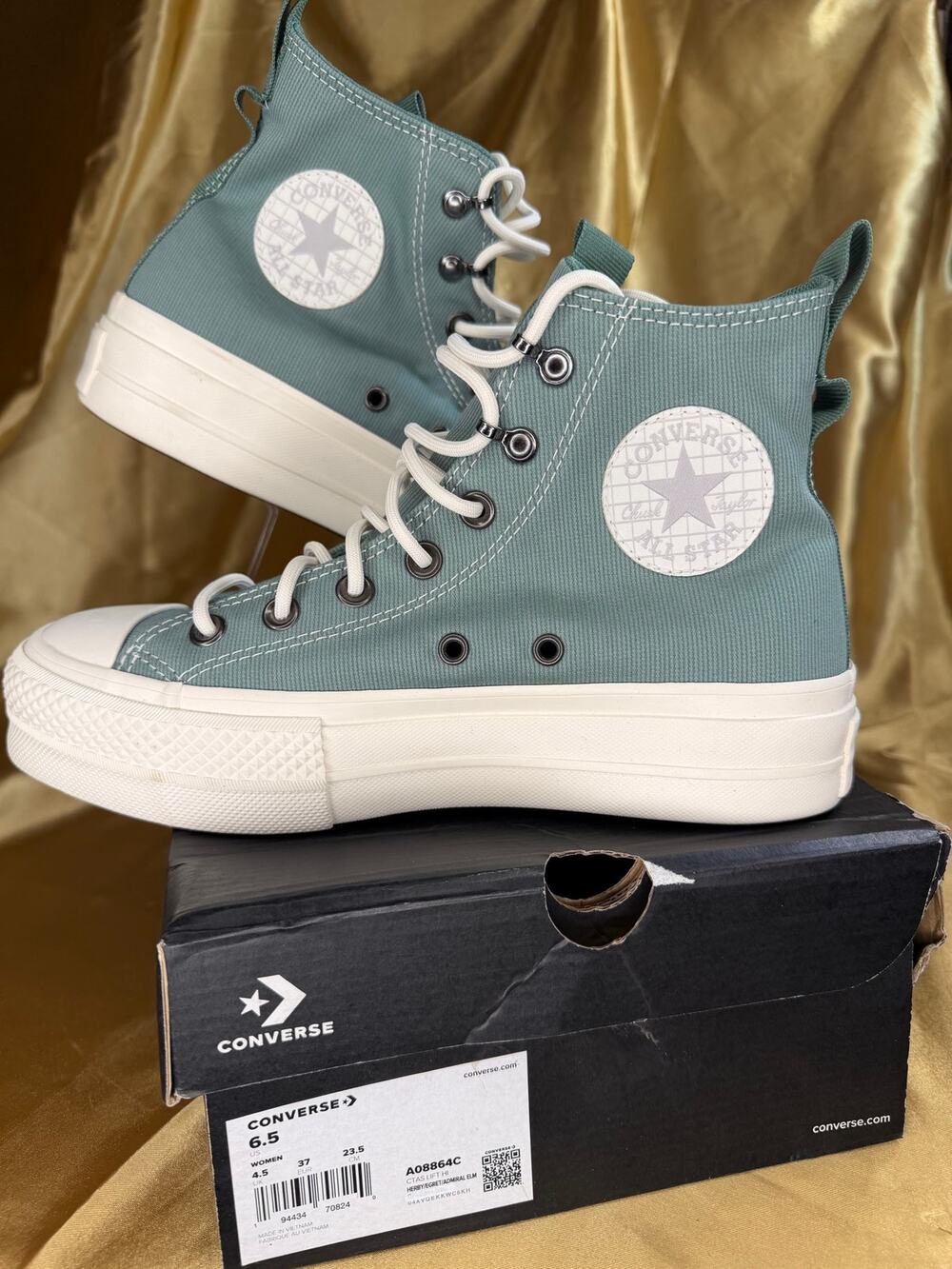 Converse Chuck Taylor Platform High Top Herby Green Womens 6.5 New
